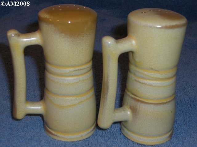 Frankoma ringed shakers glazed desert gold